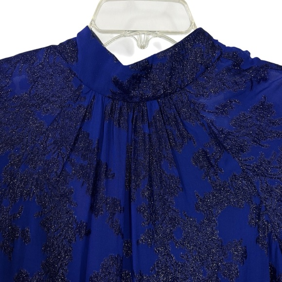 MONIQUE LHUILLIER blue puff sleeve tie back shift dress 6 S - Picture 4 of 11